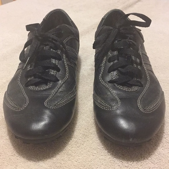 geox black leather shoes